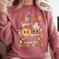 Pumpkin Spice Makes Teacher Nice Retro Fall Spooky Season Comfort Colors Sweatshirt Crimson Pumpkin Spice Makes Teacher Nice Retro Fall Spooky Season Comfort Colors Sweatshirt Crimson