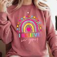Rainbow I Believe In You Teacher Testing Day Comfort Colors Sweatshirt Crimson Rainbow I Believe In You Teacher Testing Day Comfort Colors Sweatshirt Crimson