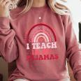 Rainbow Retro Homeschool Mom Teacher I Teach In My Pajamas Comfort Colors Sweatshirt Crimson