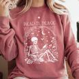 Read In Peace Skeleton Reading Teacher Spooky Halloween Comfort Colors Sweatshirt Crimson Read In Peace Skeleton Reading Teacher Spooky Halloween Comfort Colors Sweatshirt Crimson