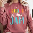 Reading Is My Jam Back To School Teacher Comfort Colors Sweatshirt Crimson Reading Is My Jam Back To School Teacher Comfort Colors Sweatshirt Crimson