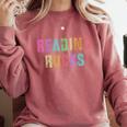 READING ROCKS English Teacher ELA ABCD Read Star Kinder Comfort Colors Sweatshirt Crimson READING ROCKS English Teacher ELA ABCD Read Star Kinder Comfort Colors Sweatshirt Crimson