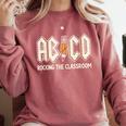 Retro Abcd Teacher Novelty Back To School Teacher Comfort Colors Sweatshirt Crimson