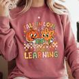 Retro Fall In Love With Learning Autumn Pumpkin Teacher Kids Comfort Colors Sweatshirt Crimson