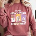 Retro Are You Fall O Ween Directions Teacher Halloween Ghost Comfort Colors Sweatshirt Crimson