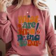 Retro PE Teacher What Are We Doing Today School Coach Women Comfort Colors Sweatshirt Crimson Retro PE Teacher What Are We Doing Today School Coach Women Comfort Colors Sweatshirt Crimson