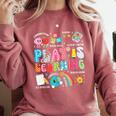 Retro Play Is Learning Kindergarten Teacher Team Women Comfort Colors Sweatshirt Crimson