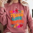 Retro Teach Love Inspire Back To School Teachers Comfort Colors Sweatshirt Crimson Retro Teach Love Inspire Back To School Teachers Comfort Colors Sweatshirt Crimson