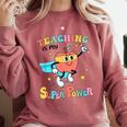 Retro Teaching Is My Superpower Apple Teacher Appreciation Comfort Colors Sweatshirt Crimson Retro Teaching Is My Superpower Apple Teacher Appreciation Comfort Colors Sweatshirt Crimson