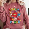 Retro Teaching Is My Superpower Apple Teacher Appreciation Comfort Colors Sweatshirt Crimson Retro Teaching Is My Superpower Apple Teacher Appreciation Comfort Colors Sweatshirt Crimson