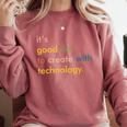 Retro Technology Teacher Shirt Tech Teacher Comfort Colors Sweatshirt Crimson