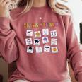 Retro Trick Or Treat Halloween Special Education Teacher Comfort Colors Sweatshirt Crimson Retro Trick Or Treat Halloween Special Education Teacher Comfort Colors Sweatshirt Crimson