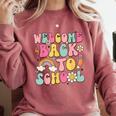 Retro Welcome Back To School Teacher Appreciation Boys Girls Comfort Colors Sweatshirt Crimson Retro Welcome Back To School Teacher Appreciation Boys Girls Comfort Colors Sweatshirt Crimson