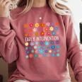 Retro Wildflower Early Intervention Teacher Interventionist Comfort Colors Sweatshirt Crimson