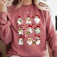 Santa Ghost Reading Books Christmas Library Teacher Comfort Colors Sweatshirt Crimson