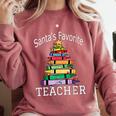 Santa's Favorite Teacher Idea For Christmas Teachers Comfort Colors Sweatshirt Crimson