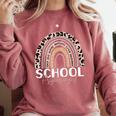 School Psych Teacher School Psychologist Leopard Rainbow Comfort Colors Sweatshirt Crimson
