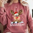 Science Teacher Squad Reindeer Christmas Teacher Xmas Lights For Men Women Comfort Colors Sweatshirt Crimson