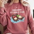 Sea Otter Book Reading Shirt For Bookworm Teachers Comfort Colors Sweatshirt Crimson Sea Otter Book Reading Shirt For Bookworm Teachers Comfort Colors Sweatshirt Crimson