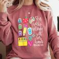 She Works Willingly With Her Hands Proverbs Daycare Teacher Men Women Comfort Colors Sweatshirt Crimson