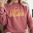 I SMELL CHILDREN Halloween Teacher Classroom I Teach Comfort Colors Sweatshirt Crimson