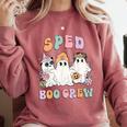 SPED Boo Crew Halloween Floral Ghost Special Ed SPED Teacher For Men Women Kids Comfort Colors Sweatshirt Crimson