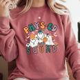 Spooky Ghost PE Teacher Squad Physical Education Halloween Comfort Colors Sweatshirt Crimson