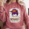 Spooky Paraprofessional Life Halloween Messy Bun Teacher For Men Women Comfort Colors Sweatshirt Crimson Spooky Paraprofessional Life Halloween Messy Bun Teacher For Men Women Comfort Colors Sweatshirt Crimson