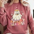 Spooky Teacher Groovy Retro Ghost Teacher Halloween 2023 For Men Women Kids Comfort Colors Sweatshirt Crimson Spooky Teacher Groovy Retro Ghost Teacher Halloween 2023 For Men Women Kids Comfort Colors Sweatshirt Crimson