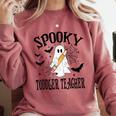 Spooky Toddler Teacher Halloween School Comfort Colors Sweatshirt Crimson Spooky Toddler Teacher Halloween School Comfort Colors Sweatshirt Crimson