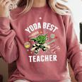 Star Wars Yoda Best Teacher Icons Comfort Colors Sweatshirt Crimson