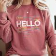 Start With Hello Different World Language Learning Teacher Comfort Colors Sweatshirt Crimson Start With Hello Different World Language Learning Teacher Comfort Colors Sweatshirt Crimson