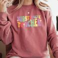 Substitute Teacher Women Back To School Substitute Teacher Comfort Colors Sweatshirt Crimson