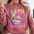 Super Teacher Back To School Apple Tie Dye First Day Comfort Colors Sweatshirt Crimson