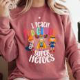 I Teach 2nd Grade Superheroes Back To School Teacher Men Women Girls Kids Comfort Colors Sweatshirt Crimson