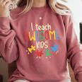 I Teach Awesome Kids Shirt Autism Special Education Teacher Comfort Colors Sweatshirt Crimson