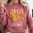 I Teach The Cutest Bees In The Beehive Teacher Comfort Colors Sweatshirt Crimson I Teach The Cutest Bees In The Beehive Teacher Comfort Colors Sweatshirt Crimson