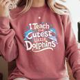 I Teach The Cutest Little Dolphins Cute Animal Teacher Comfort Colors Sweatshirt Crimson I Teach The Cutest Little Dolphins Cute Animal Teacher Comfort Colors Sweatshirt Crimson