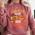I Teach The Cutest Little Turkeys Teacher Thanksgiving Comfort Colors Sweatshirt Crimson