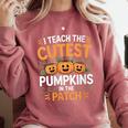 I Teach The Cutest Pumpkins In The Patch Halloween Teacher Comfort Colors Sweatshirt Crimson