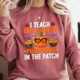 I Teach The Cutest Pumpkins In The Patch Halloween Teacher Comfort Colors Sweatshirt Crimson