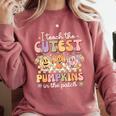 I Teach The Cutest Pumpkins In The Patch Teacher Retro Comfort Colors Sweatshirt Crimson I Teach The Cutest Pumpkins In The Patch Teacher Retro Comfort Colors Sweatshirt Crimson