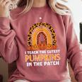 Teach Leopard Rainbow Cute Halloween Costume Teacher Women Comfort Colors Sweatshirt Crimson