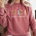 Teach Love Inspire Leopard Back To School Cute Teacher Men Women Girls Kids Comfort Colors Sweatshirt Crimson