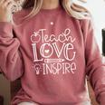 Teach Love Inspire Retro Teacher Kids Back To School Comfort Colors Sweatshirt Crimson
