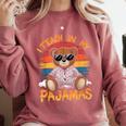 I Teach In My Pajamas Teacher Sunset Bear Retro Comfort Colors Sweatshirt Crimson