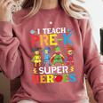 I Teach Pre-K Superheroes Students Teacher Back To School Comfort Colors Sweatshirt Crimson I Teach Pre-K Superheroes Students Teacher Back To School Comfort Colors Sweatshirt Crimson