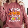 I Teach The Smartest Pumpkins The Patch Teacher Fall Season For Men Women Kids Comfort Colors Sweatshirt Crimson I Teach The Smartest Pumpkins The Patch Teacher Fall Season For Men Women Kids Comfort Colors Sweatshirt Crimson