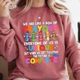 Teacher We Are Like a Box Of Crayons For Men Women Kids Comfort Colors Sweatshirt Crimson