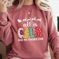 Teacher All Calm Said No Teacher Christmas Pencil Tree Comfort Colors Sweatshirt Crimson